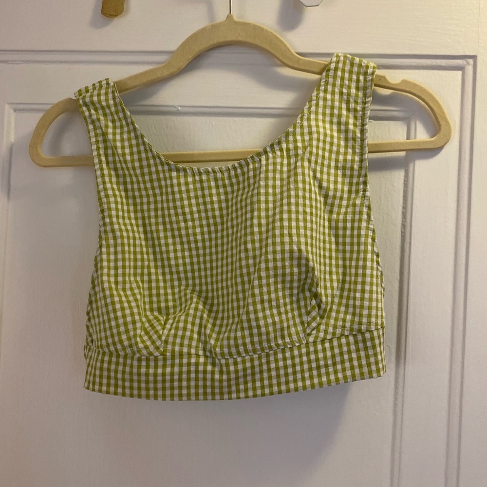 Light Green Gingham Top, Size XS, Like New, - Picture 7 of 12
